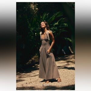 Free People - free-est Cecelia Dress Brown & White Striped Maxi Dress - L